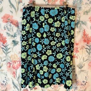 Vintage Floral Black and Blue Women's Skirt